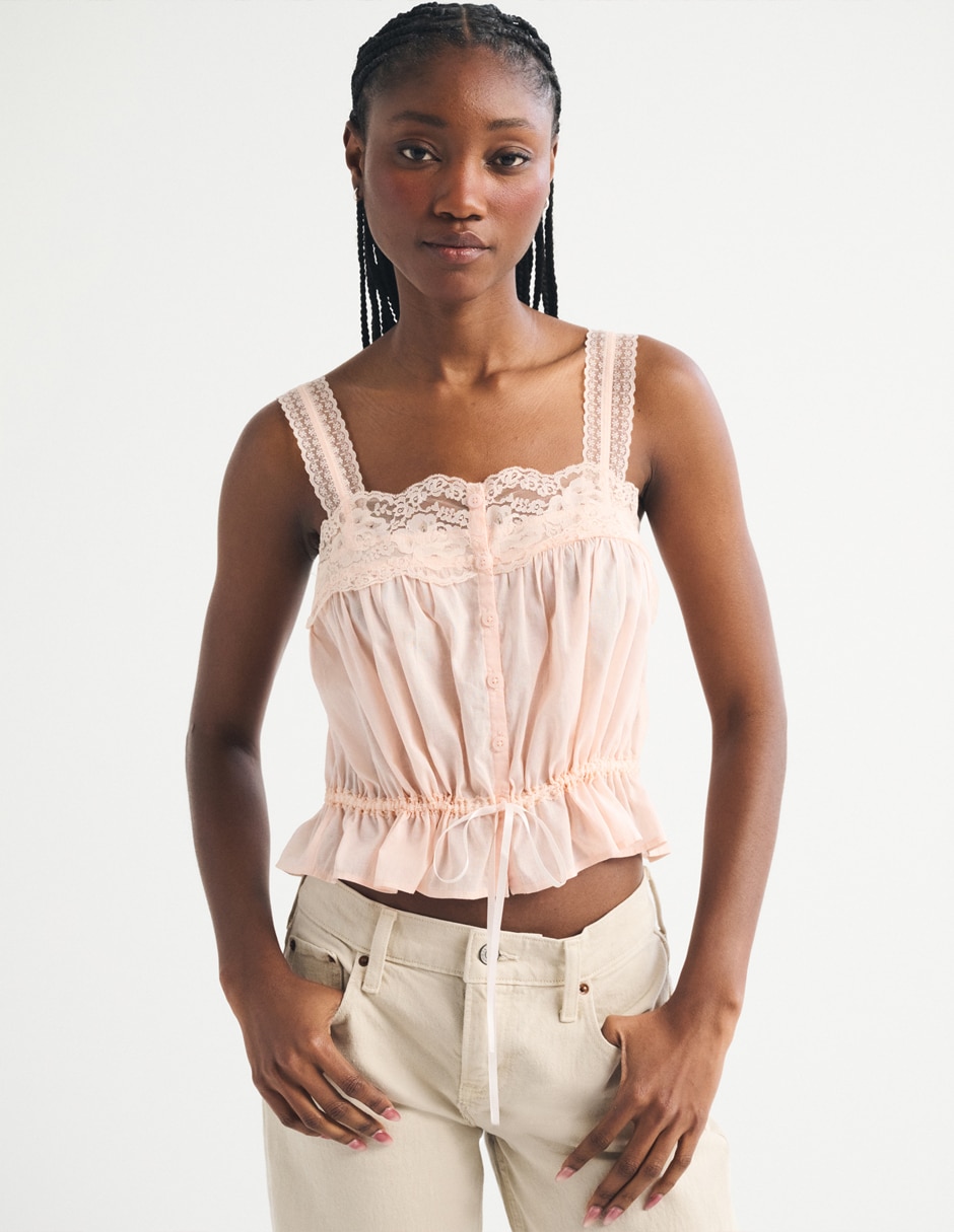 Top cuello cuadrado escote cuadrado tirante ajustable